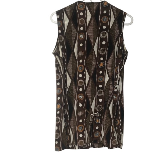 Women’s Sleeveless Blouse Top Abstract Geometric Print Button Front Retro Boho M - Picture 3 of 11
